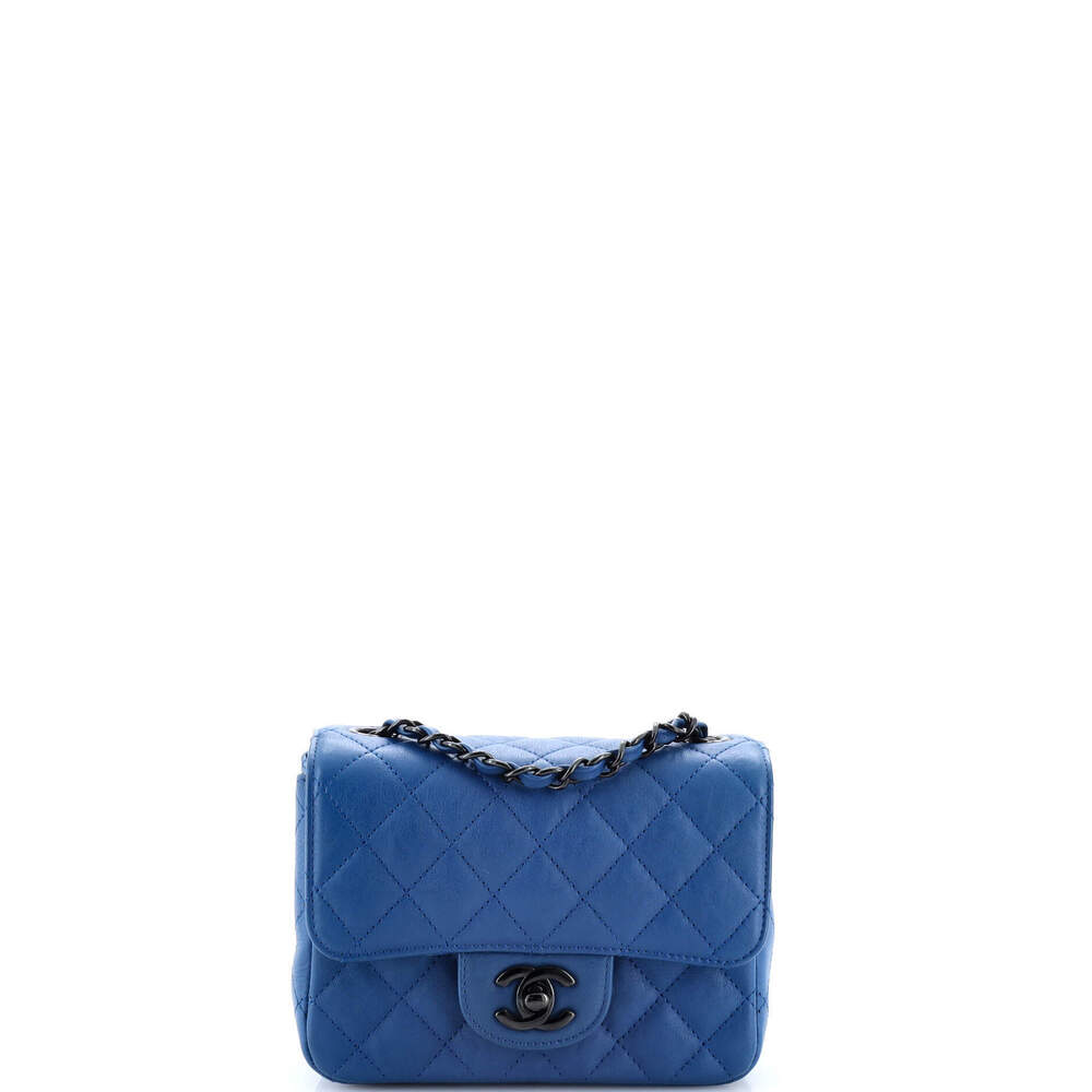 Chanel Mini So Black Square Classic Single Flap Bag Quilted Crumpled Calfskin